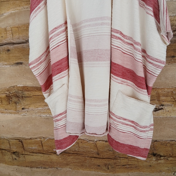 True Craft Red Striped Oversized Kimono Topper S/XS - Picture 3 of 8